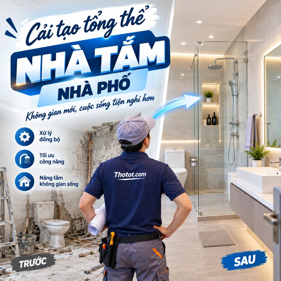 Cải tạo tổng thể nhà tắm nhà phố